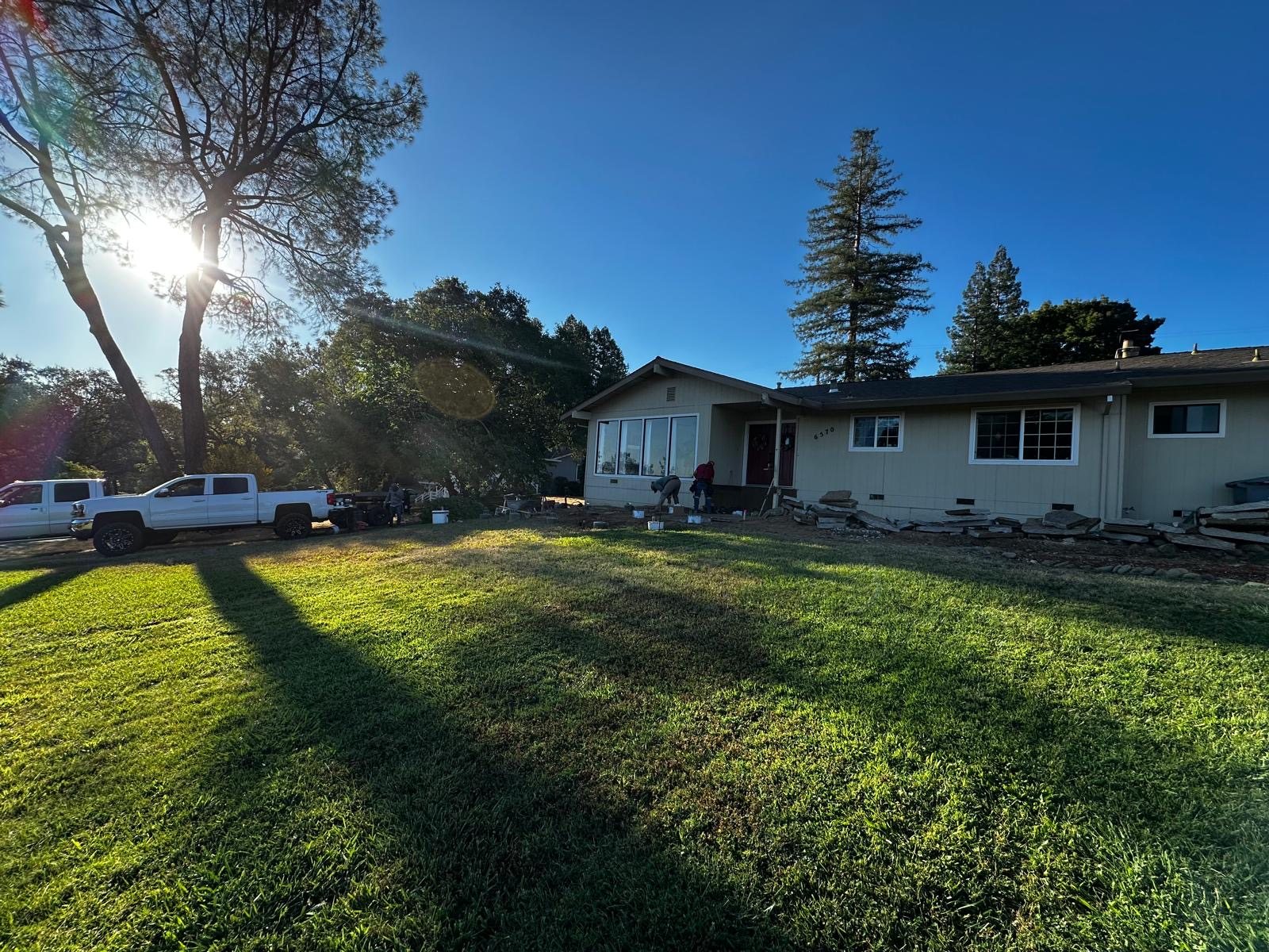 A single-storey ranch home in the Sierra foothills after exterior work by AJ Construction